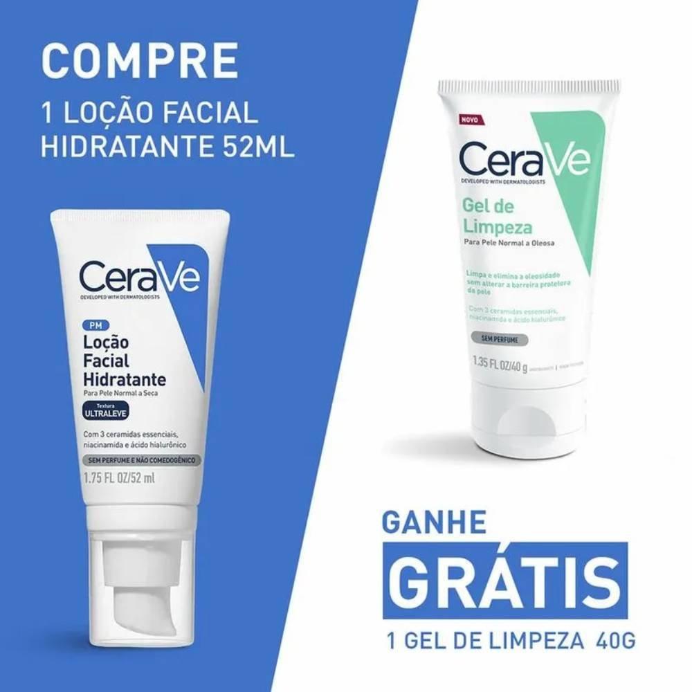 Kit Cerave Loção Facial Hidratante Pele Normal A Seca 52ml + Gel De Limpeza 40g Grátis - 3