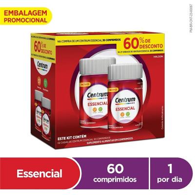 Kit Centrum Essencial Multivitamínico Adulto Energia E Imunidade 60 Comprimidos