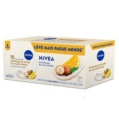 Kit Sabonete Em Barra Vegetal Nivea Manteiga De Karité E Lima Da Pérsia 6 Unidades Com 80g