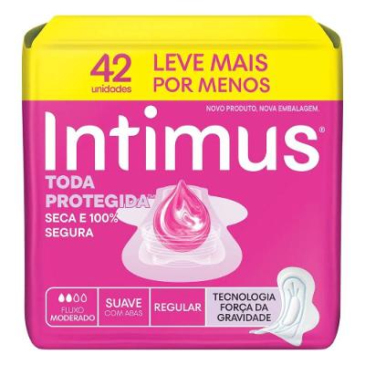 Absorvente Externo Intimus Toda Protegida Cobertura Suave Com Abas 42 Unidades