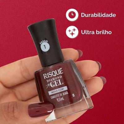 Esmalte Risqué Diamond Gel Charlotte De Romã Metálico 9,5ml