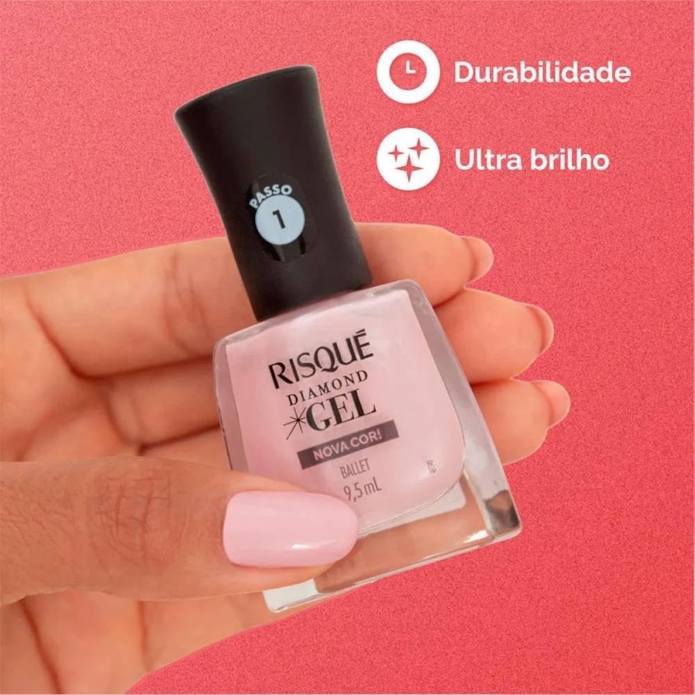 Esmalte Risqué Diamond Gel Ballet Metálico 9,5ml - 3