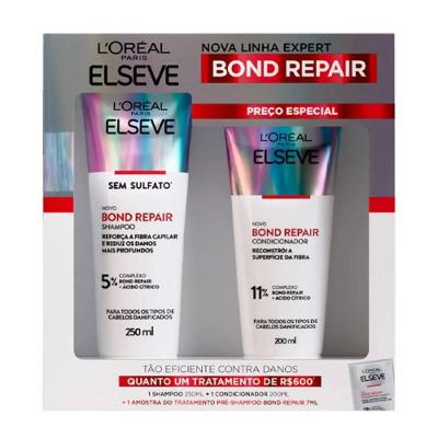 Kit Lóreal Paris Elseve Bond Repair Shampoo 250ml + Condicionador 200ml + Pré Shampoo 7ml
