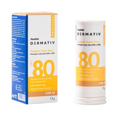 Protetor Solar Facial Em Bastão (stick) Fps80 Panvel Dermativ Cor 20 13g