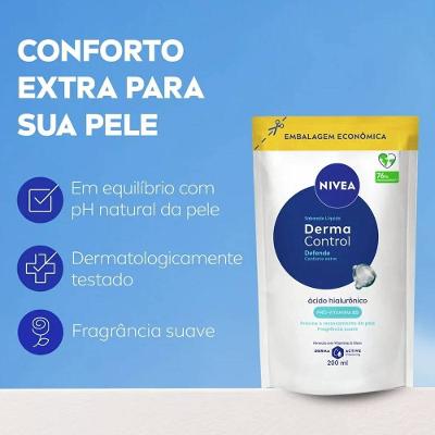 Sabonete Líquido Corporal Nivea Derma Control Defende Refil 200ml