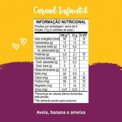 Cereal Infantil Papapá Aveia, Banana E Ameixa 170g