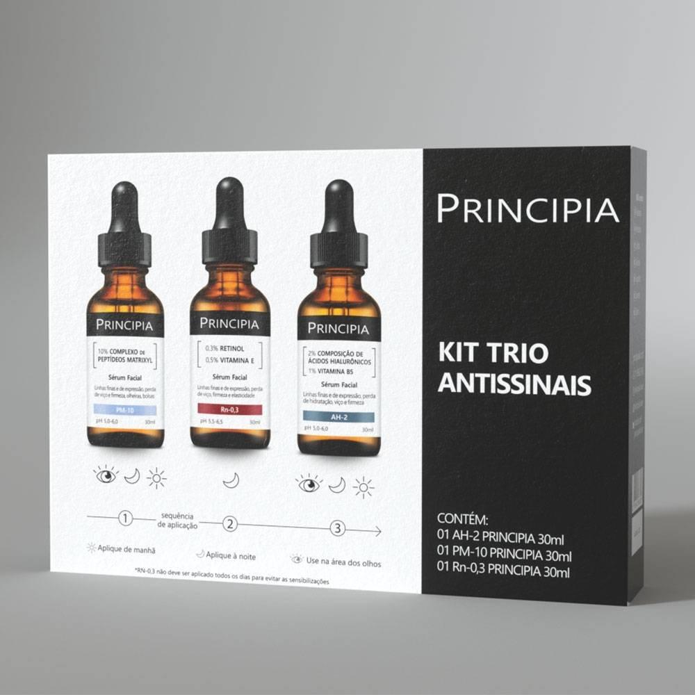 Kit Principia Trio Antissinais Sérum Ácido Hialurônico 2% + Sérum Peptídeos 10% + Sérum Retinol 0,3% - 2