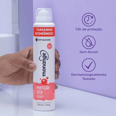 Desodorante Aerossol Antitranspirante Feminino Monange Proteção Seca 200ml