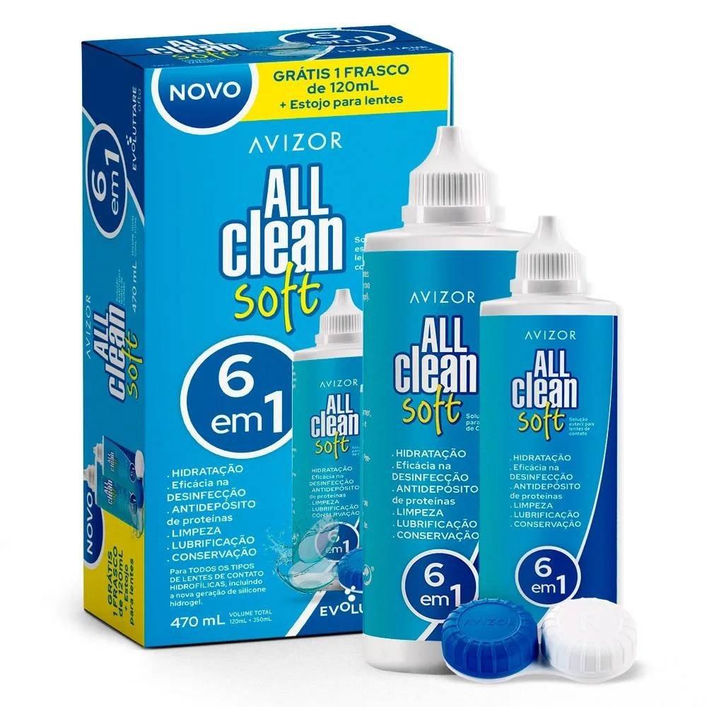 Kit Solução Para Lentes De Contato All Clean Soft Avizor 350ml + 120ml + Estojo Para Lentes - 1