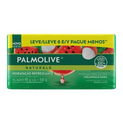 Kit Sabonete Em Barra Palmolive Naturals Melancia E Lichia 6 Unidades 85g Cada