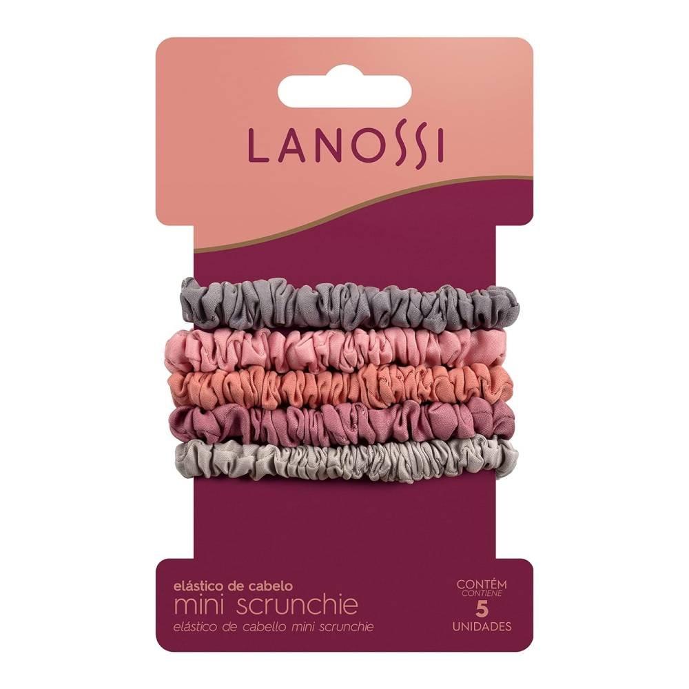 Kit Elásticos De Cabelo Lanossi Mini Scrunchie Rose 5 Unidades - 1