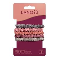 Kit Elásticos De Cabelo Lanossi Mini Scrunchie Rose 5 Unidades - 1