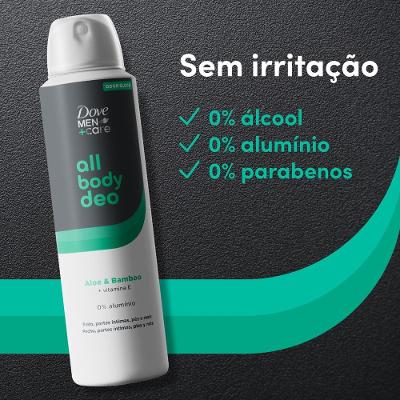 Desodorante Corporal Aerosol Dove All Over Body Men Aloe & Bamboo 150ml