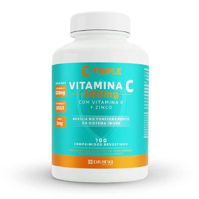 Suplemento Alimentar Vitamina C + Vitamina D + Zinco 500mg C-triple 100 Unidades