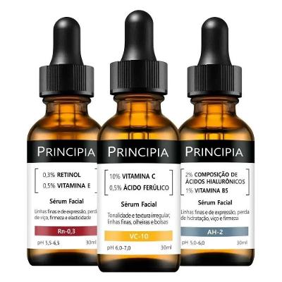 Kit Principia Trio Essencial Sérum Retinol 0,3% + Sérum Vitamina C 10% + Sérum Ácido Hialurônico 2%
