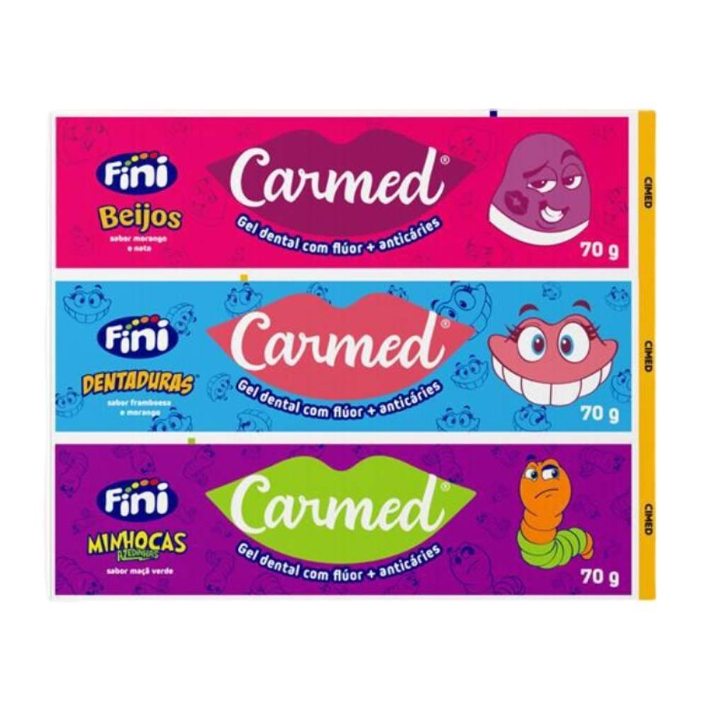 Kit Gel Dental Carmed Fini 3 Unidades De 70g Cada - 1