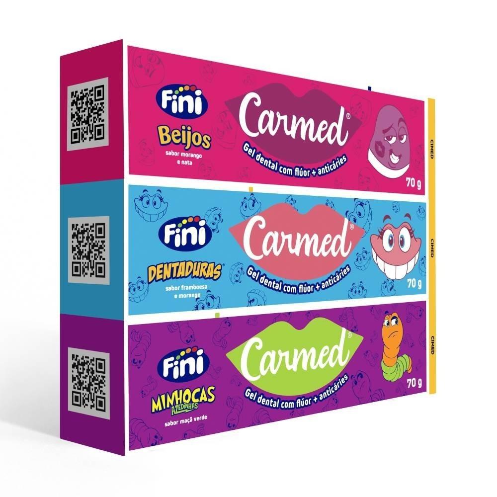 Kit Gel Dental Carmed Fini 3 Unidades De 70g Cada - 2