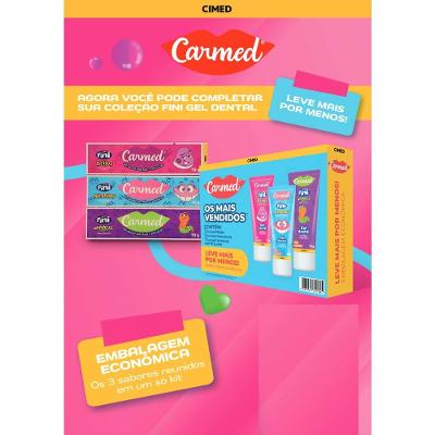Kit Gel Dental Carmed Fini 3 Unidades De 70g Cada