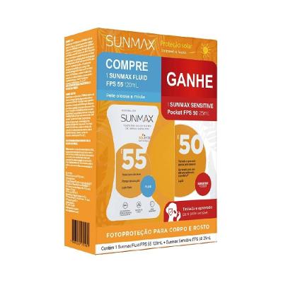 Kit Protetor Solar Corporal Sunmax Fluid 120ml Fps55 Ganhe Protetor Solar Sensitive Fps50 25ml