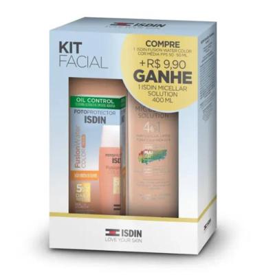 Kit Isdin Protetor Solar Facial Fusion Water Média Fps60 50ml + Água Micelar 400ml