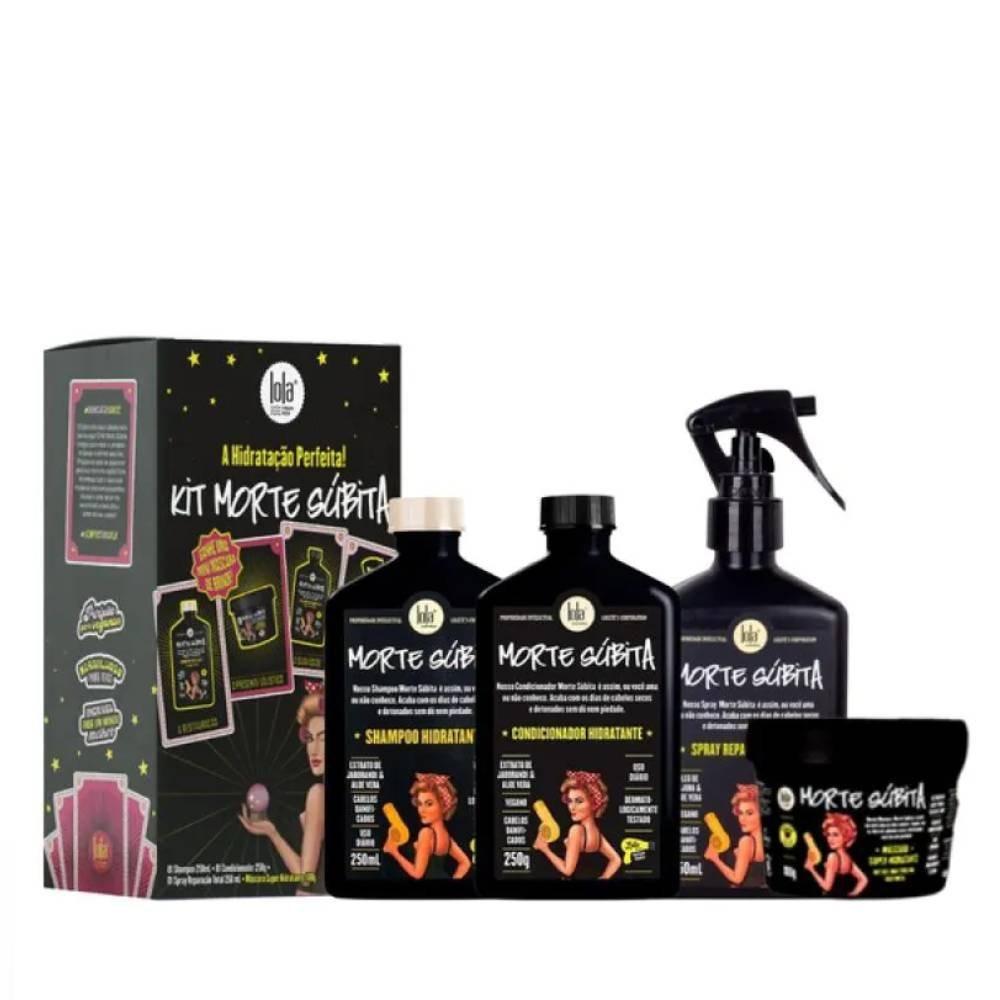 Kit Lola Morte Súbita Shampoo 250ml + Condicionador 250g + Spray Reparação 250ml + Máscara 100g - 3