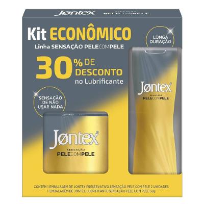 Kit Jontex Sensação Pele Com Pele Preservativo 2 Unidades + Lubrificante 50g