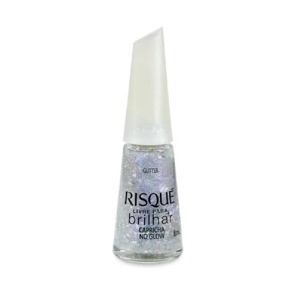 Esmalte Risqué Livre Para Brilhar Glitter Prata Capricha No Glow 8ml - 1