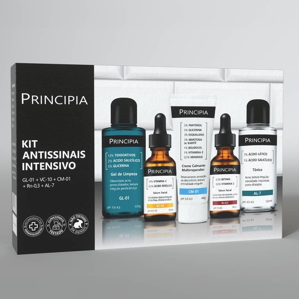 Kit Principia Antissinais Gel Limpeza Gl-1+ Vitamina C 10% + Cm-01 + Retinol 0,3% + Tônico Al-7 - 3