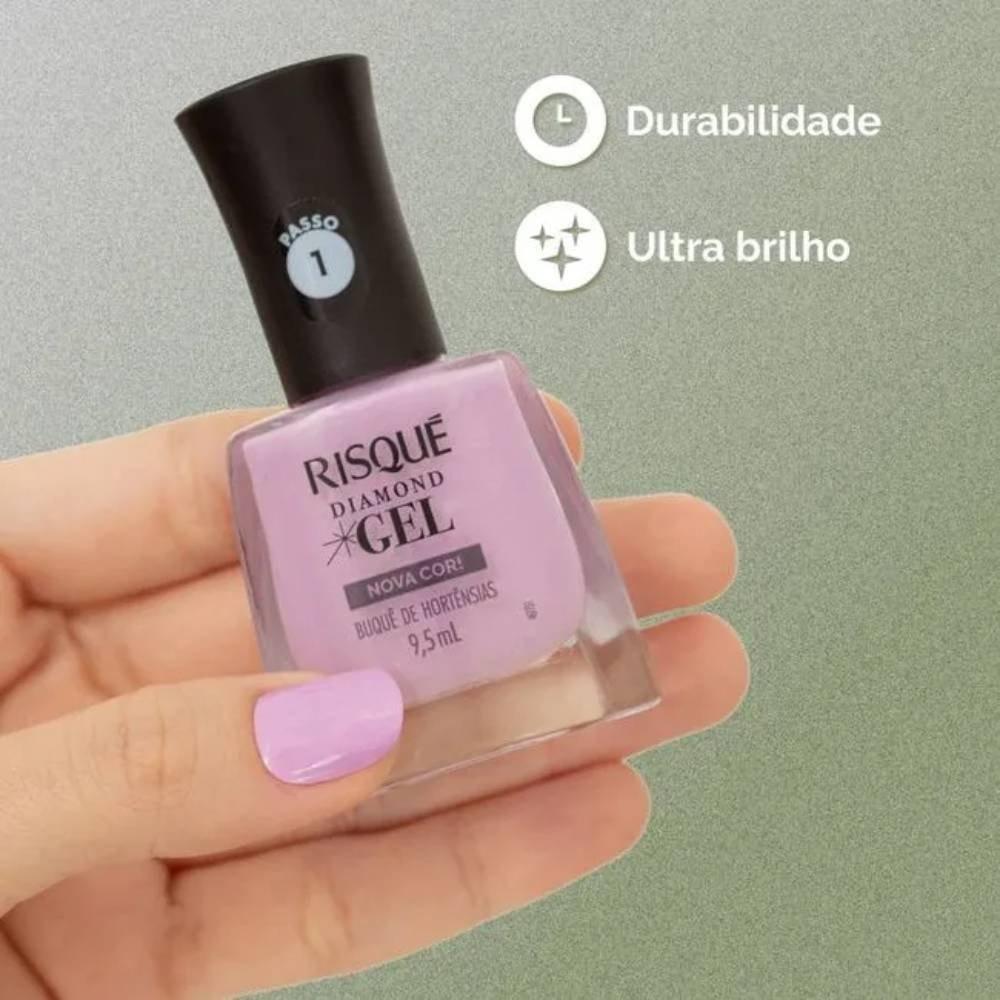 Esmalte Risqué Lilás Diamond Gel Buquê De Hotênsias Cremoso 9,5ml - 2