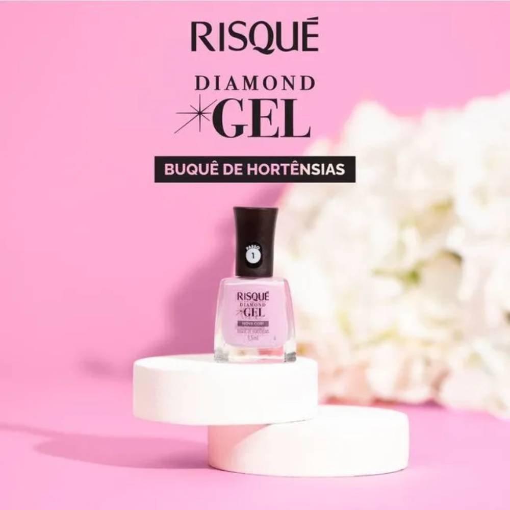 Esmalte Risqué Lilás Diamond Gel Buquê De Hotênsias Cremoso 9,5ml - 3