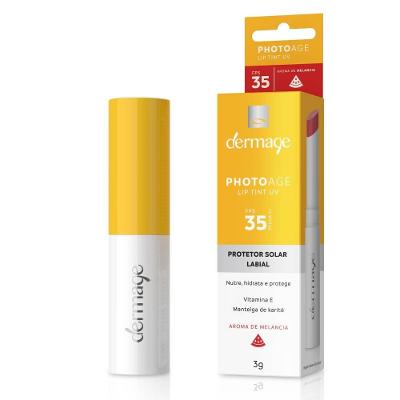 Protetor Solar Labial Dermage Photoage Lip Tint Melancia Fps35 3g