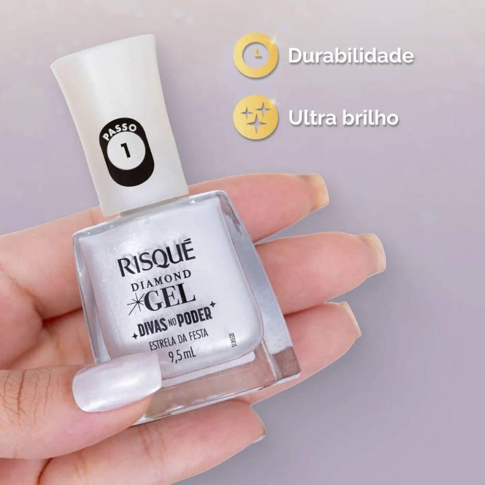 Esmalte Risqué Diamond Gel Divas No Poder Estrela Da Festa Metálico 9,5ml - 2