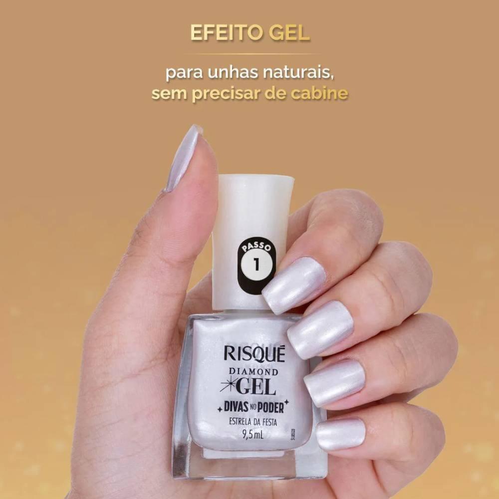 Esmalte Risqué Diamond Gel Divas No Poder Estrela Da Festa Metálico 9,5ml - 3