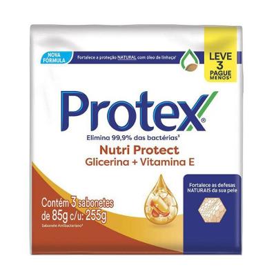 Kit Sabonete Em Barra Protex Nutri Protect 3 Unidades 85g Cada