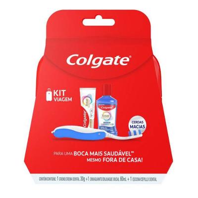 Kit Viagem Colgate Total Mint Creme Dental 30g + Enxaguante Bucal 60ml + Escova Dental