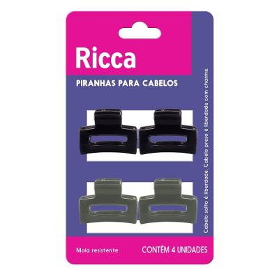 Piranha Para Cabelos Ricca Glam Mini Winter 4 Unidades