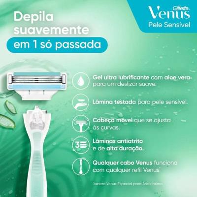 Carga Para Aparelho Depilatório Gillette Venus Pele Sensível Com 2 Unidades