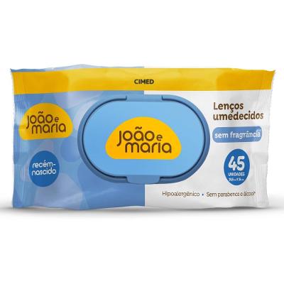 Lenços Umedecidos Para Recém-nascido João E Maria Sem Fragrância 45 Unidades