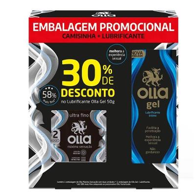Kit Olla Preservativo Máxima Sensação 2 Unidades + Lubrificante Íntimo 50g