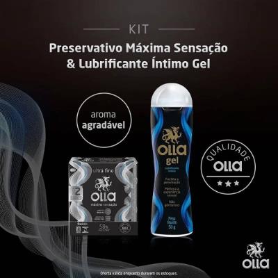Kit Olla Preservativo Máxima Sensação Com 2 Unidades + Lubrificante Íntimo 50g