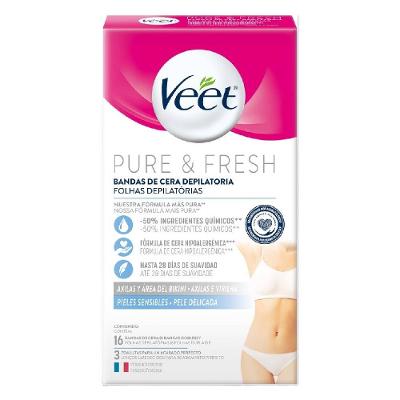 Folhas Depilatórias Axilas E Virilha Veet Pele Delicada 16 Unidades