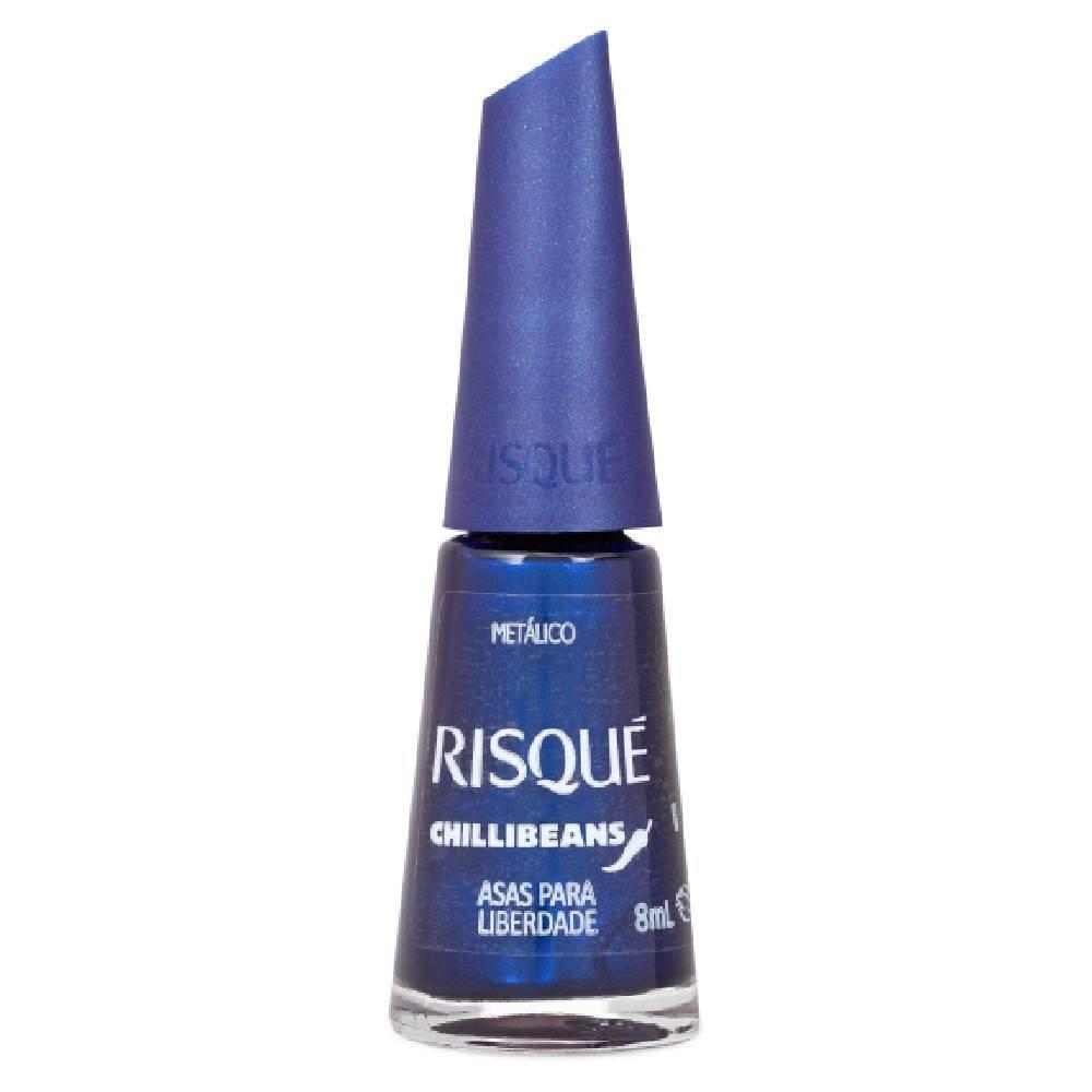 Esmalte Azul Risqué & Chilli Beans Asas Para Liberdade Metálico 8ml - 1
