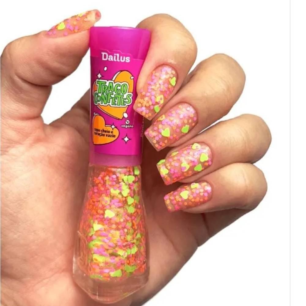 Esmalte Dailus Trago Confetes Copo Cheio E Coração Vazio 8ml - 2