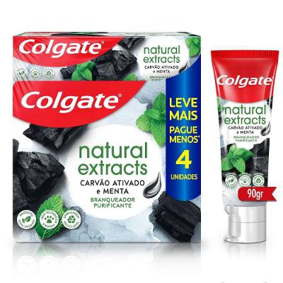 Kit Colgate Natural Extracts Carvão E Menta 4 Unidades 90g Cada