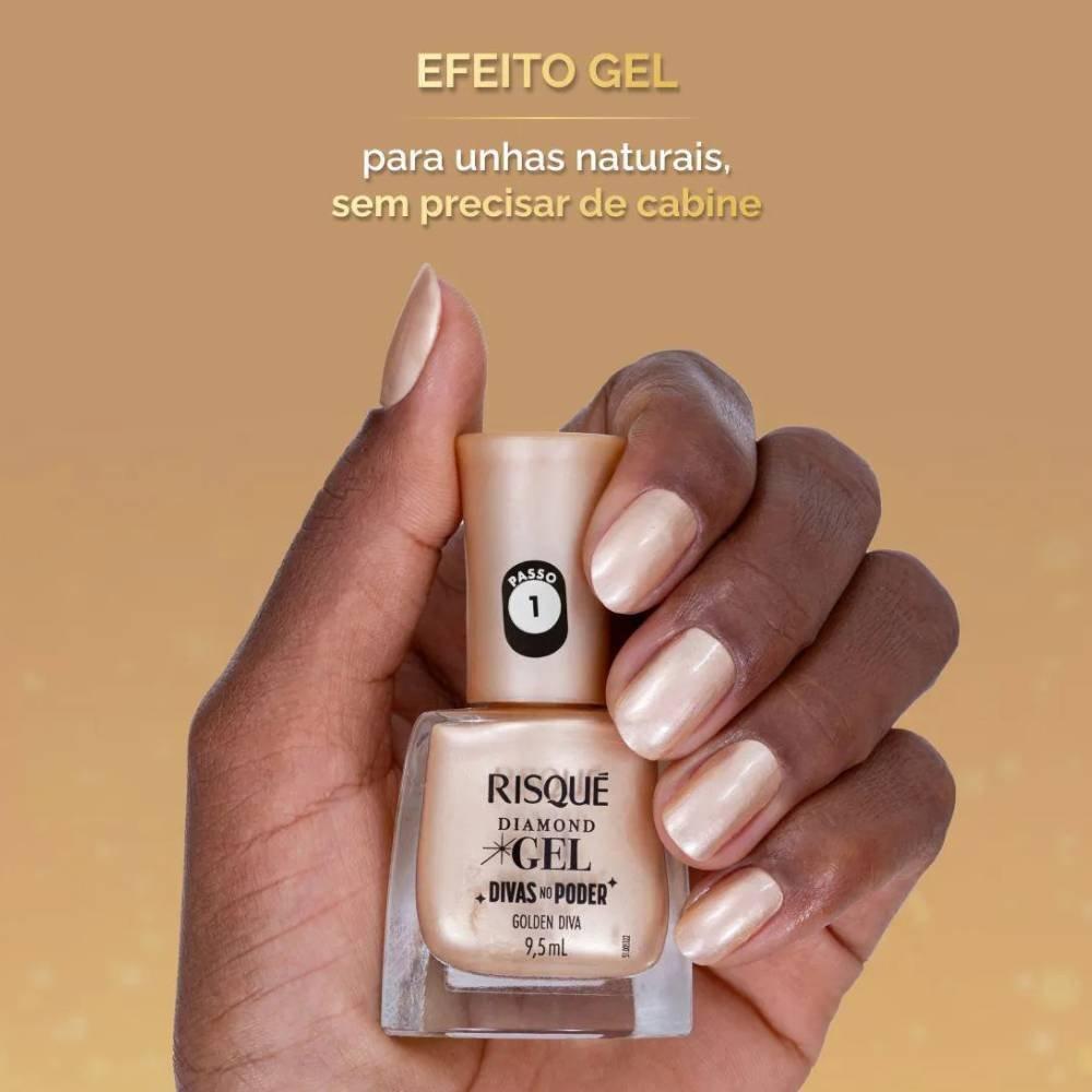 Esmalte Risqué Diamond Gel Divas No Poder Golden Diva Metálico 9,5ml - 3
