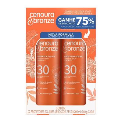 Kit Cenoura E Bronze Protetor Solar Corporal Aerosol Fps30 2 Unidades 200ml Cada