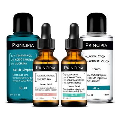 Kit Principia Antiacne Gel Limpeza Gl-01 + Sérum Niacinamida 10% + Sérum Mix-01 + Tônico Al-7