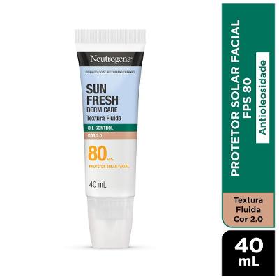 Protetor Solar Facial Neutrogena Sun Fresh Derm Care Fluido 2.0 Fps80 40ml