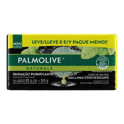 Kit Sabonete Em Barra Palmolive Naturals Argila E Eucalipto 6 Unidades 85g Cada