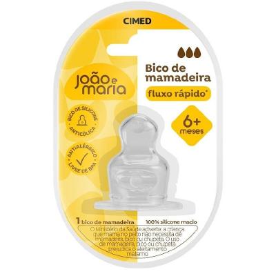 Bico Para Mamadeira João E Maria Fluxo Rápido Com 1 Unidade
